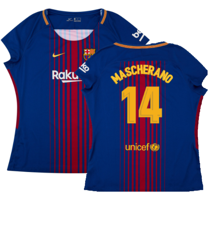 Barcelona 2017-18 Home Shirt (Womens) (XL) (Mint) (Mascherano 14)