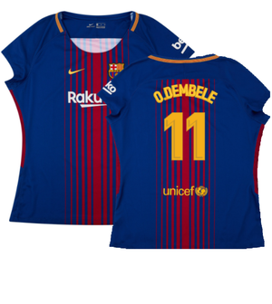 Barcelona 2017-18 Home Shirt (Womens) (XL) (Mint) (O.Dembele 11)_0