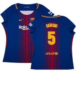 Barcelona 2017-18 Home Shirt (Womens) (XL) (Mint) (Sergio 5)_0