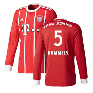 Bayern Munich 2017-18 Home Long Sleeve Shirt (XL) (Excellent) (Hummels 5)_0