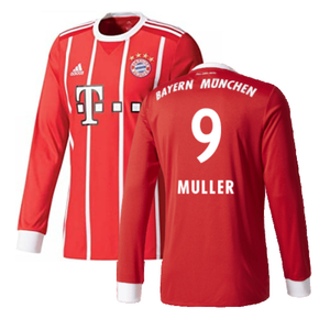 Bayern Munich 2017-18 Home Long Sleeve Shirt (XL) (Excellent) (Muller 9)_0