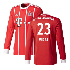 Bayern Munich 2017-18 Home Long Sleeve Shirt (XL) (Excellent) (Vidal 23)_0