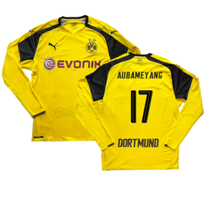 Borussia Dortmund 2016-17 Long Sleeve European Home Shirt (L) (Aubameyang 17) (Excellent)_0