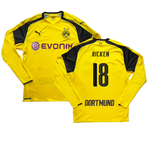 Borussia Dortmund 2016-17 Long Sleeve European Home Shirt (L) (Ricken 18) (Excellent)_0