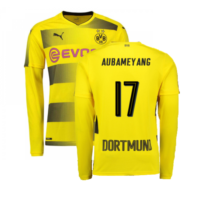 Borussia Dortmund 2017-18 Long Sleeve Home Shirt (S) (Excellent) (Aubameyang 17)