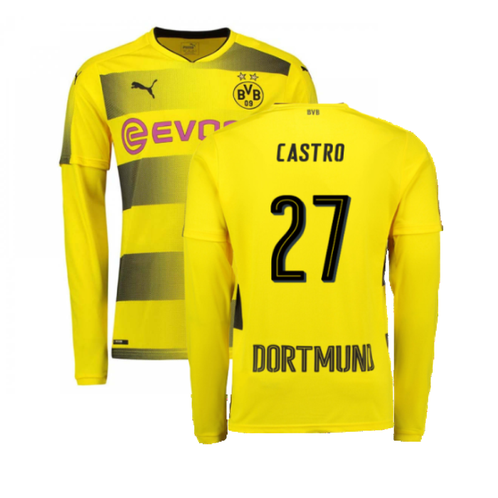 Borussia Dortmund 2017-18 Long Sleeve Home Shirt (S) (Excellent) (Castro 27)