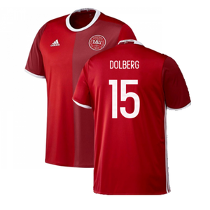 Denmark 2016-17 Home Shirt (S) (Mint) (Dolberg 15)_0