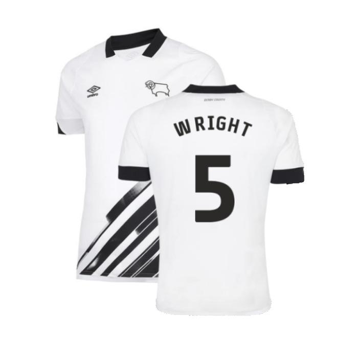 Derby County 2022-23 Home Shirt (Sponsorless) (S) (Wright 5) (Mint)