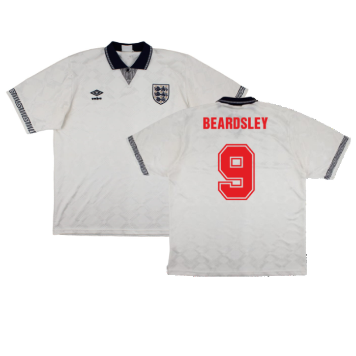 England 1990-92 Home Shirt (M) (Excellent) (Beardsley 9)