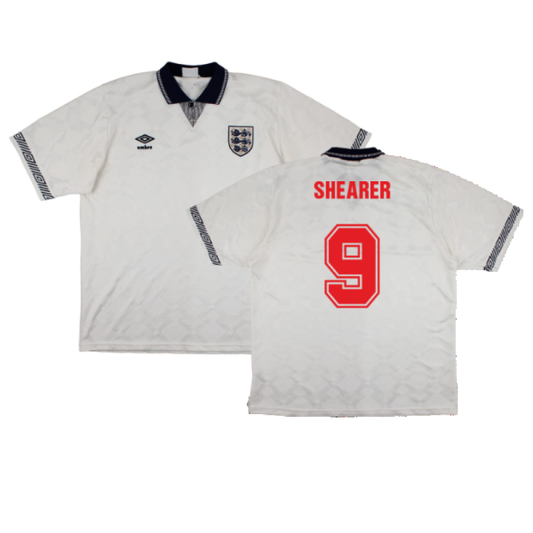 England 1990-92 Home Shirt (L) (Very Good) (Shearer 9)_0