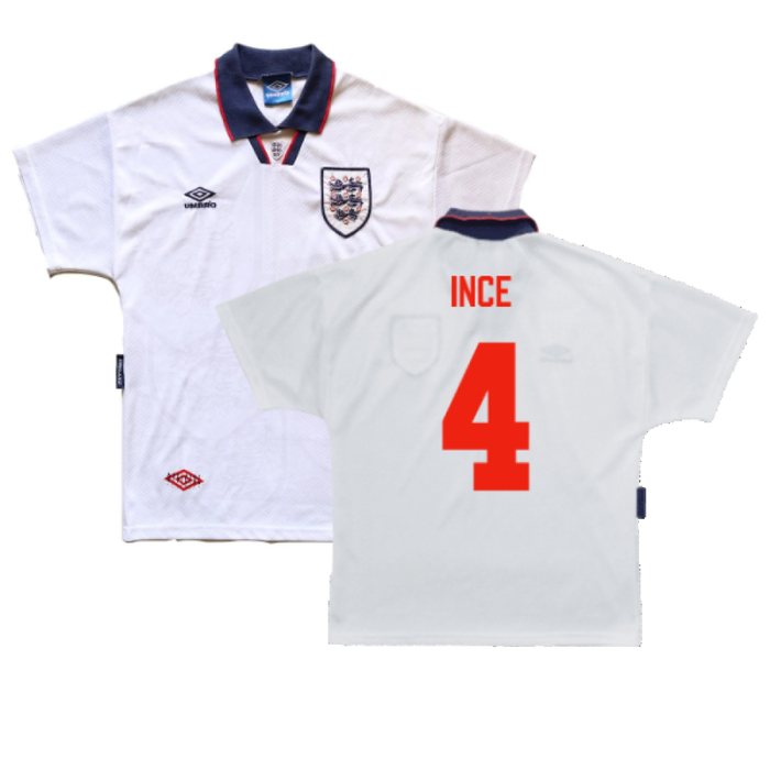 England 1993-1995 Home Shirt (XL) (Very Good) (Ince 4)