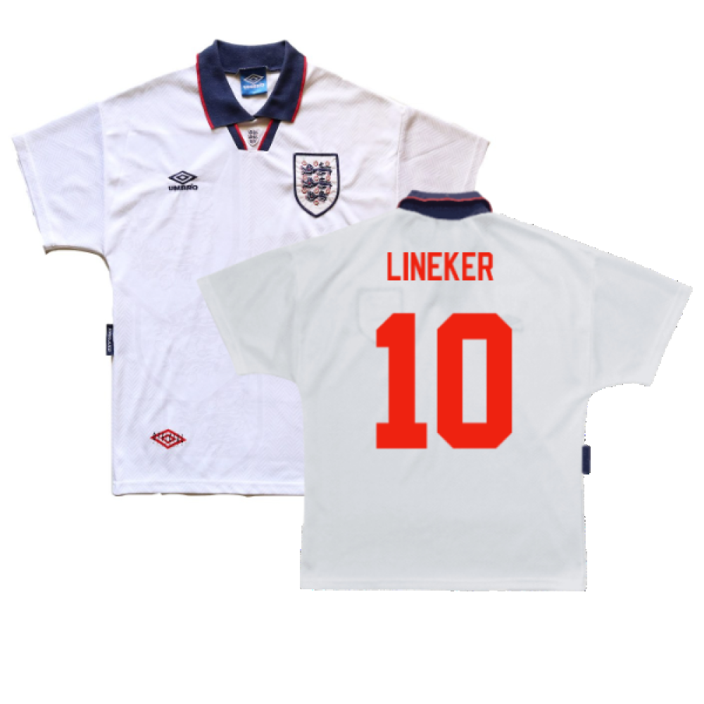 England 1993-1995 Home Shirt (XL) (Very Good) (Lineker 10)_0