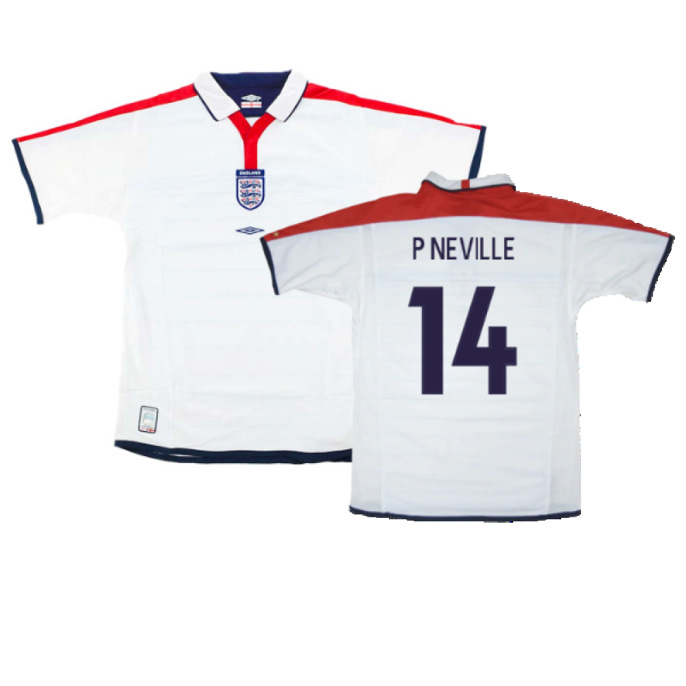England 2003-05 Home Shirt (XXL) (Very Good) (P Neville 14)_0