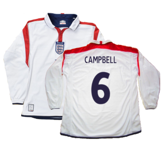 England 2003-05 Long Sleeved Home Shirt (L) (Excellent) (Campbell 6)