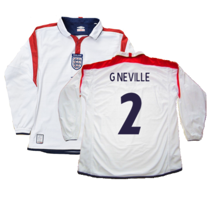 England 2003-05 Long Sleeved Home Shirt (L) (Excellent) (G Neville 2)