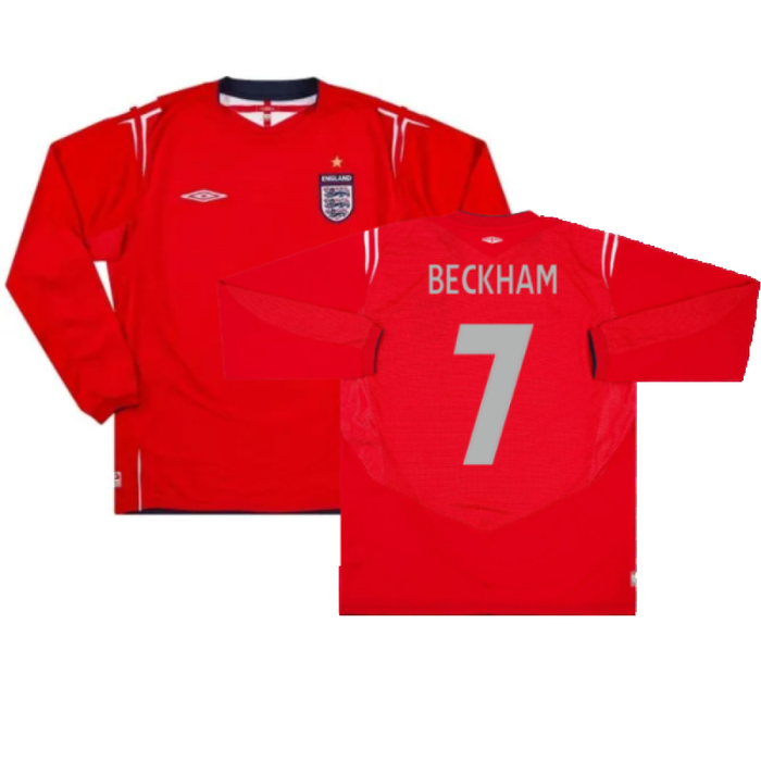 England 2004-06 Long Sleeve Away Shirt (L) (Excellent) (Beckham 7)