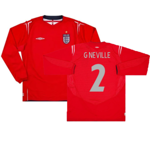 England 2004-06 Away Long Sleeve Shirt (Very Good) (G Neville 2)_0