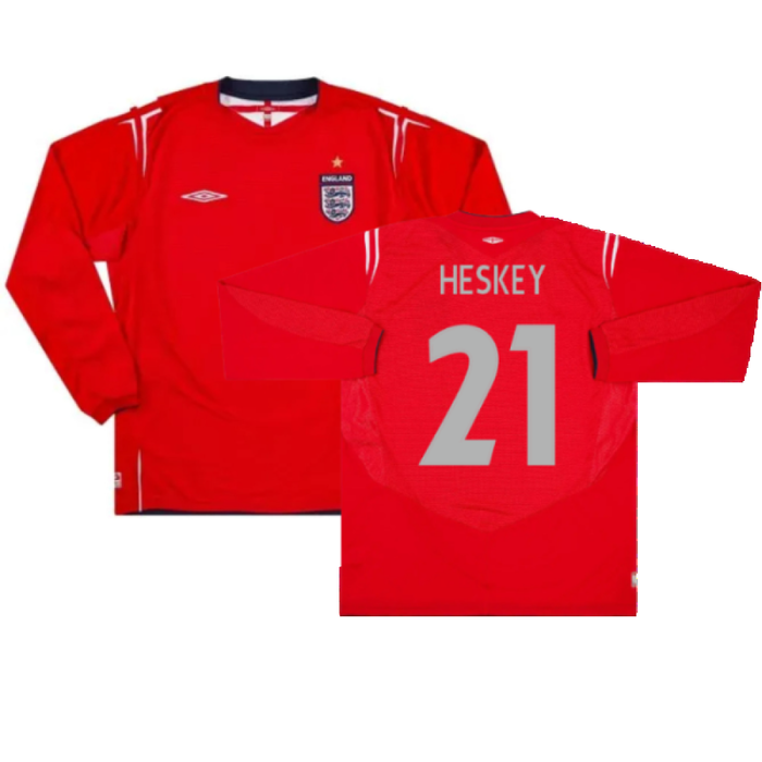 England 2004-06 Long Sleeve Away Shirt (L) (Excellent) (Heskey 21)