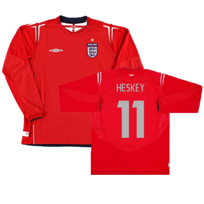 England 2004-2006 Long Sleeve Away Shirt (L) (Excellent) (Heskey 11)