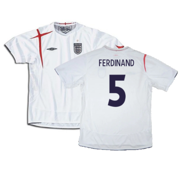 England 2005-2007 Home Shirt (XL) (Excellent) (FERDINAND 5)