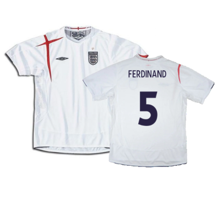 England 2005-2007 Home Shirt (XL) (Excellent) (FERDINAND 5)