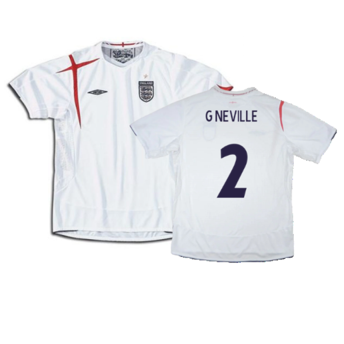 England 2005-2007 Home Shirt (XL) (Good) (G NEVILLE 2)