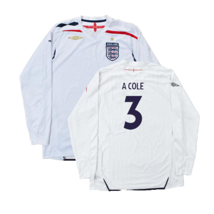 England 2007-09 Home L/S (L) (Good) (A COLE 3)