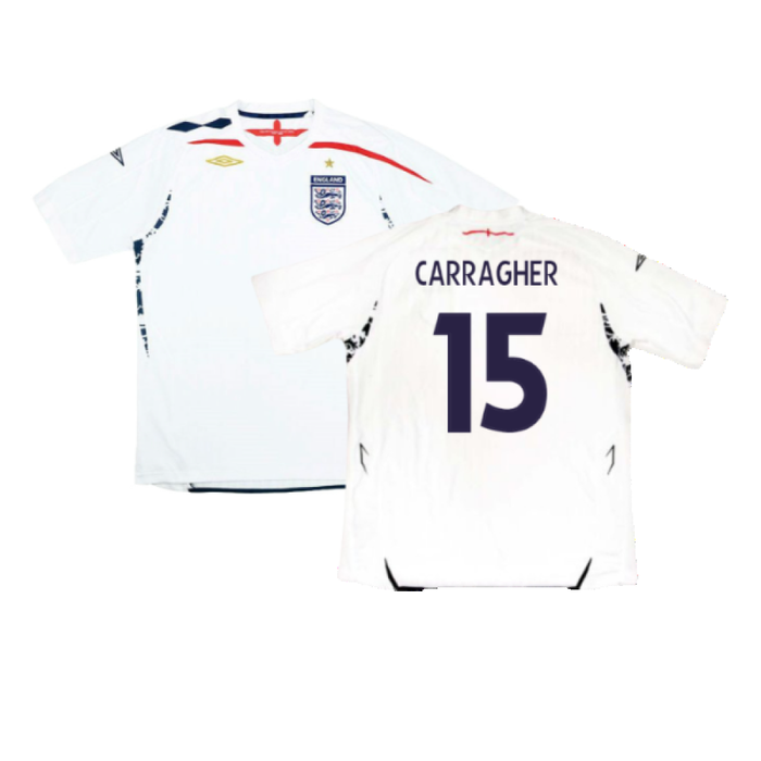 England 2007-09 Home Shirt (S) (Very Good) (CARRAGHER 15)