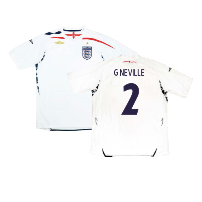 England 2007-09 Home Shirt (XL) (Excellent) (G NEVILLE 2)