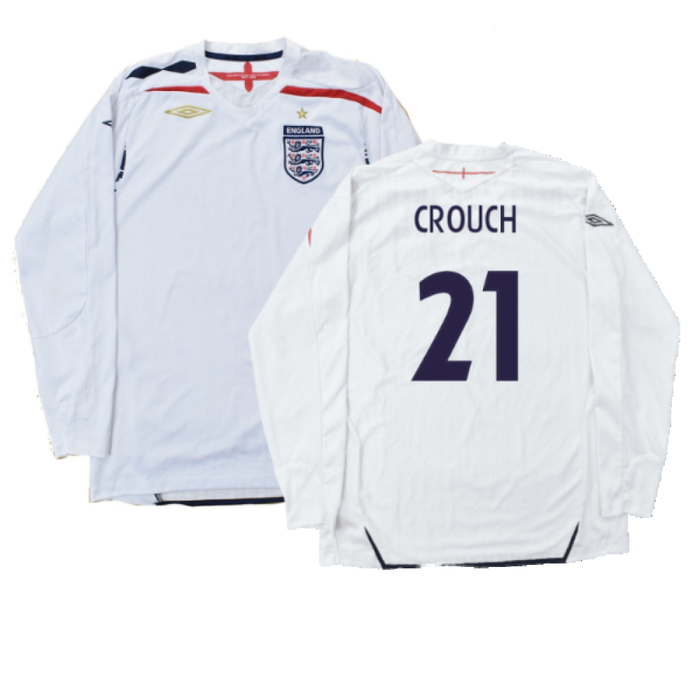 England 2007-09 Long Sleeve Home Shirt (XXL) (Very Good) (CROUCH 21)