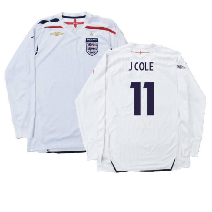 England 2007-09 Long Sleeve Home Shirt (XXL) (Very Good) (J COLE 11)