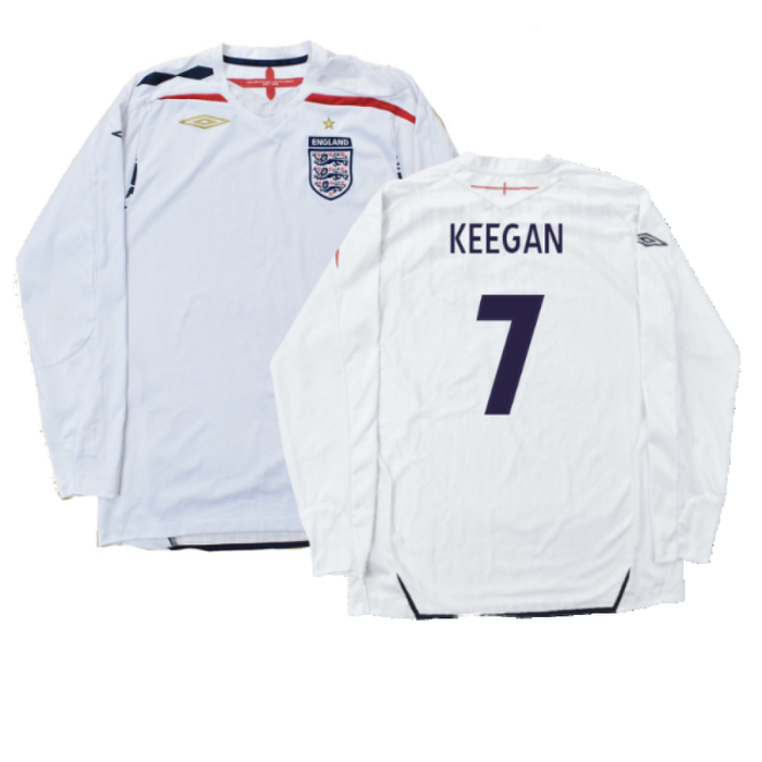 England 2007-09 Long Sleeve Home Shirt (XXL) (Very Good) (KEEGAN 7)