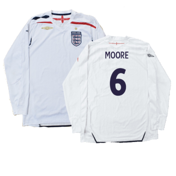 England 2007-09 Long Sleeve Home Shirt (XXL) (Very Good) (MOORE 6)