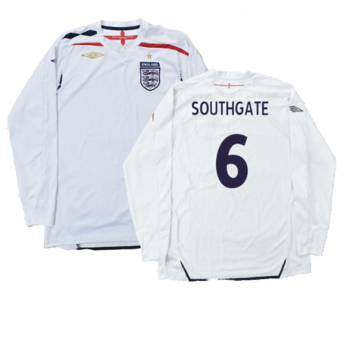 England 2007-09 Long Sleeve Home Shirt (XXL) (Very Good) (SOUTHGATE 6)