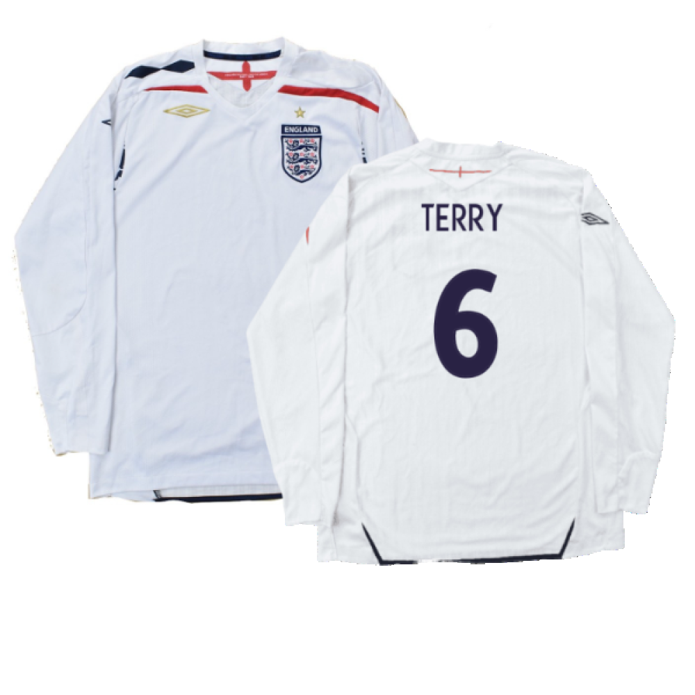 England 2007-09 Long Sleeve Home Shirt (XXL) (Very Good) (TERRY 6)_0