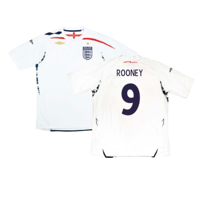 England 2007-09 Home Shirt (L) (Very Good) (ROONEY 9)