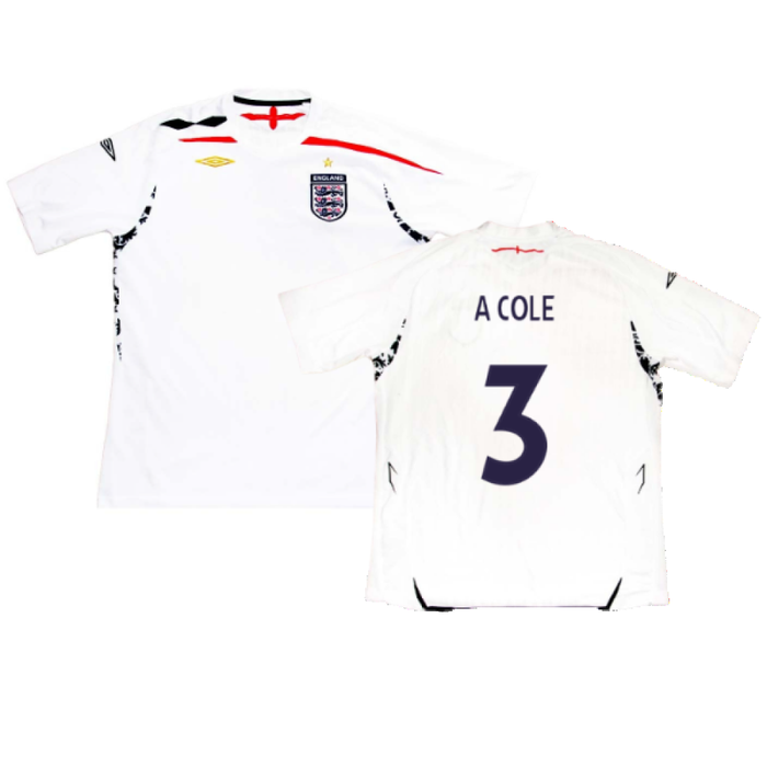 England 2007-2009 Home Shirt (XL) (A COLE 3) (Fair)