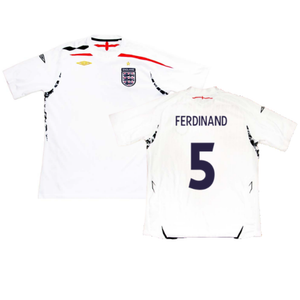 England 2007-2009 Home Shirt (XL) (FERDINAND 5) (Fair)_0