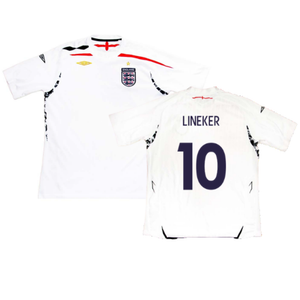 England 2007-2009 Home Shirt (XL) (LINEKER 10) (Good)_0