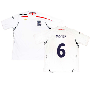 England 2007-2009 Home Shirt (XL) (MOORE 6) (Good)_0