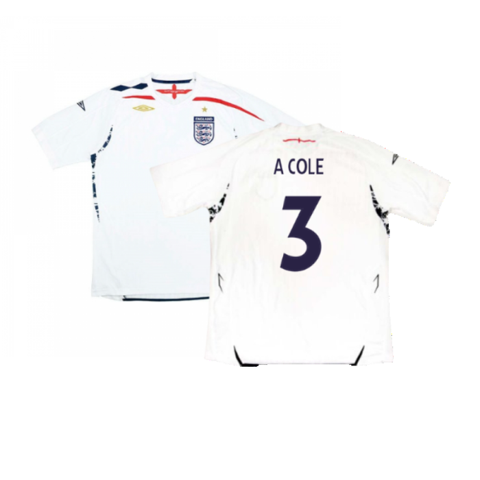 England 2007-09 Home Shirt (Very Good) (A COLE 3)