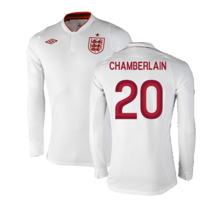 England 2012-13 Long Sleeve Home Shirt (L) (Fair) (Chamberlain 20)