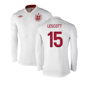 England 2012-13 Long Sleeve Home Shirt (L) (Fair) (Lescott 15)_0