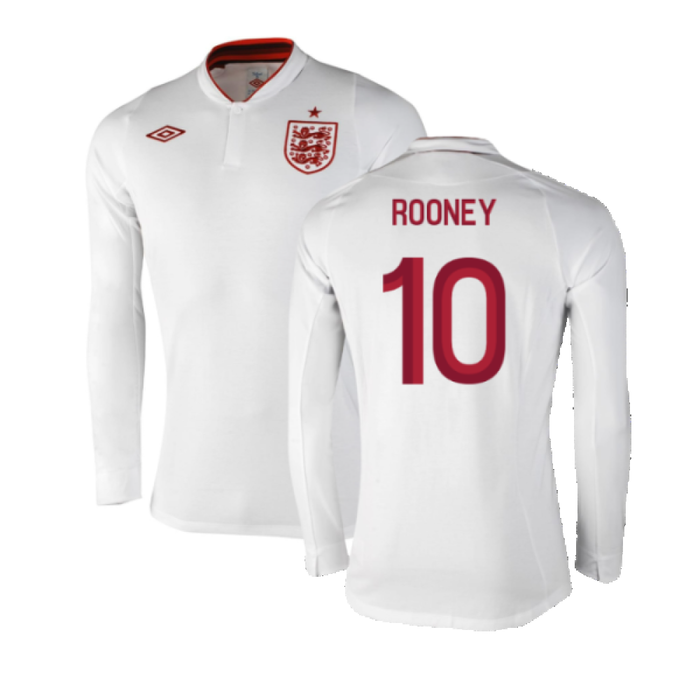 England 2012-13 Long Sleeve Home Shirt (L) (Fair) (Rooney 10)