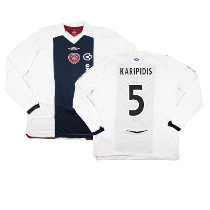 Hearts 2008-09 Long Sleeve Away Shirt (XXL) (Karipidis 5) (Mint)