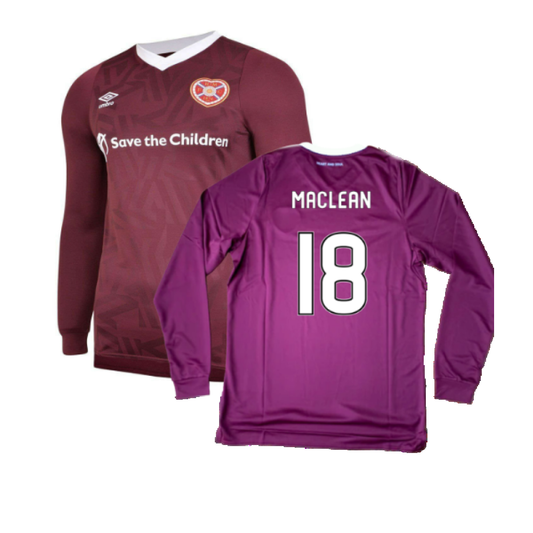 Hearts 2019-20 Long Sleeve Home Shirt (YL) (MacLean 18) (BNWT)_0