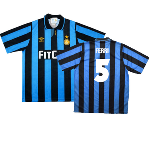 Inter Milan 1991-1992 Home Shirt (L) (Excellent) (Ferri 5)_0