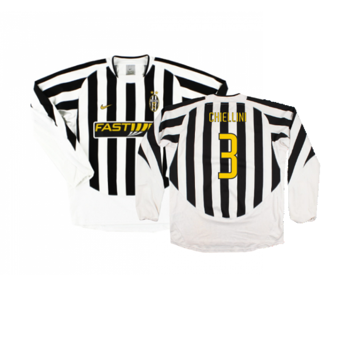 Juventus 2003-04 Long Sleeve Home Shirt (M) (Very Good) (Chiellini 3)