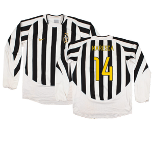 Juventus 2003-04 Long Sleeve Home Shirt (Sponsorless) (L) (Excellent) (Maresca 14)_0