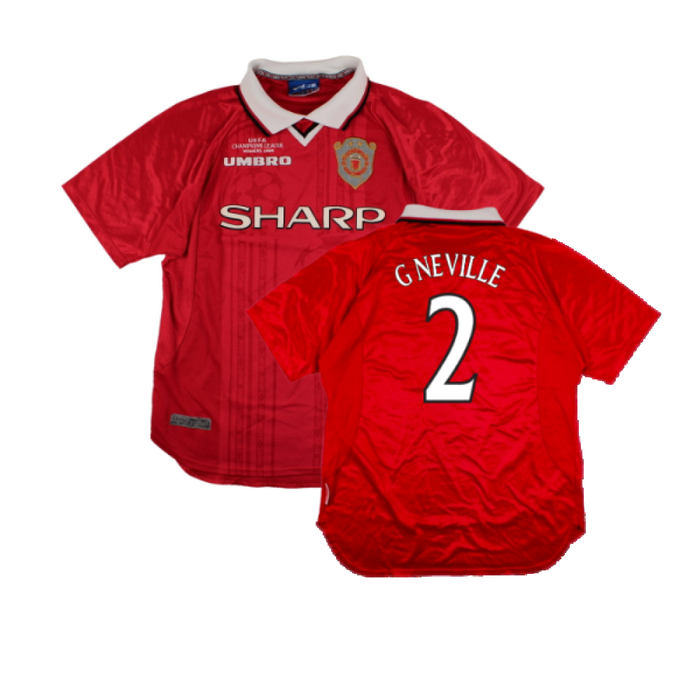 Manchester United 1999-00 European Home Shirt (M) (Excellent) (G Neville 2)